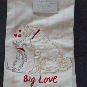 Nicole Miller Dog Themed TeaTowels Big Love 2 Kitchen Towels 20 x 28" Cotton NWT